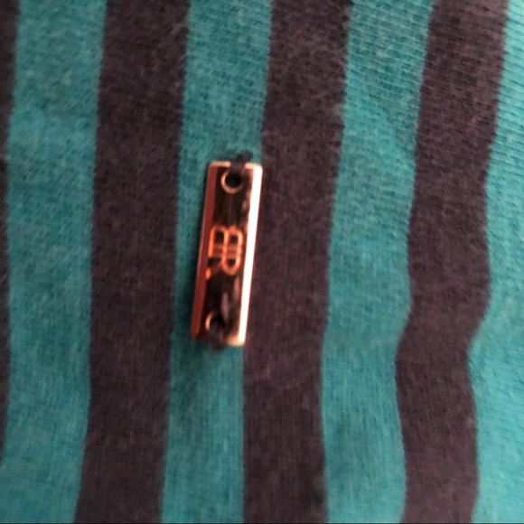 Banana republic green/navy stripe cotton 3/4 arm - Picture 4 of 6